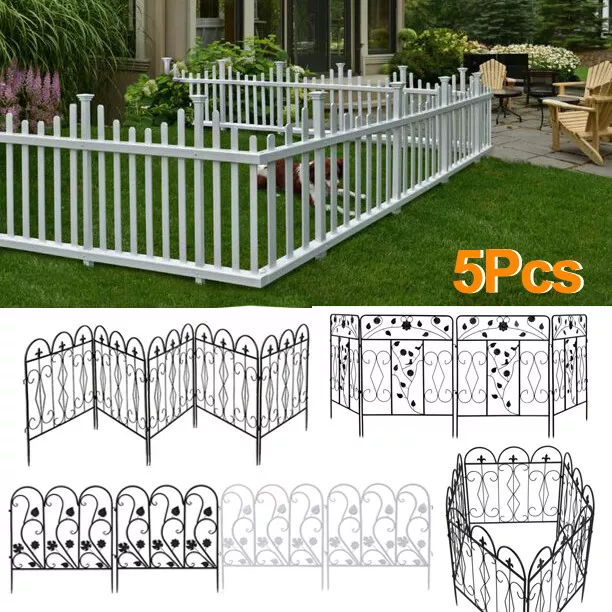 5 Panels Folding Garden Fence Outdoor Patio Fences Flower Bed Fencing Barrier AU