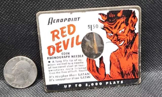 Vintage Aeropoint Red Devil Coin Op Phonograph Jukebox Needle, Osmium Tip