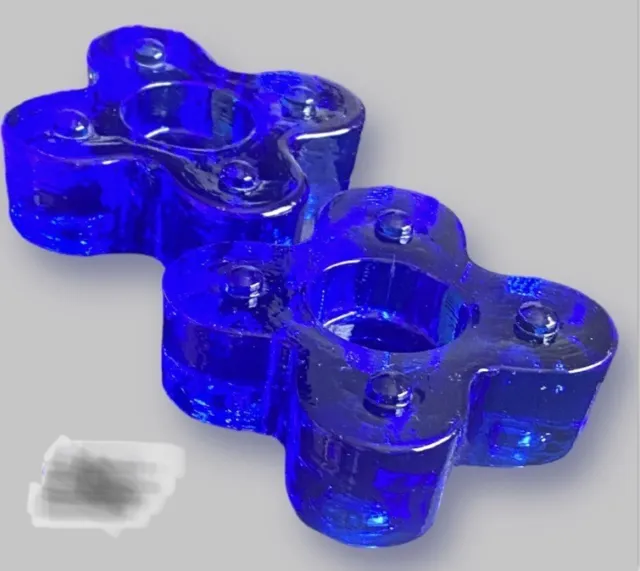 Cobalt Blue HANDBLOWN Glass Tea Lights VTG