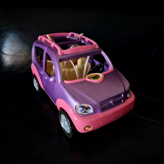 RARE 2004 Fisher Price Loving Family Purple Pink SUV van car vehicle Sound Music