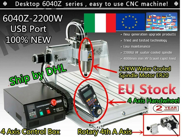 Fraiseuse CNC 6040 USB 4 Axes Mach3 2.2KW - Fraiseuse De Bureau Pour Gravure Et Usinage - 220V