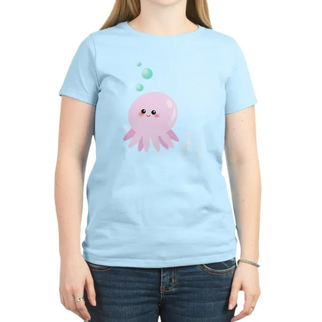 CafePress Cute Pink Octopus T Shirt Crew Neck Tee (780392137)