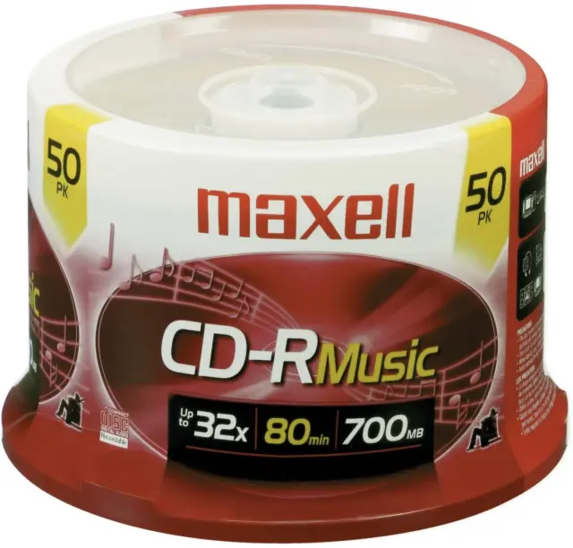 Maxell 625156-CDR80MU50PK Music - Gold Blank CD-Rs - 50-ct Spindle 80-Minute