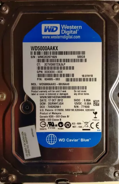 Hard disk 3,5" SATA Western Digital WD Caviar Blue 1TB 500GB