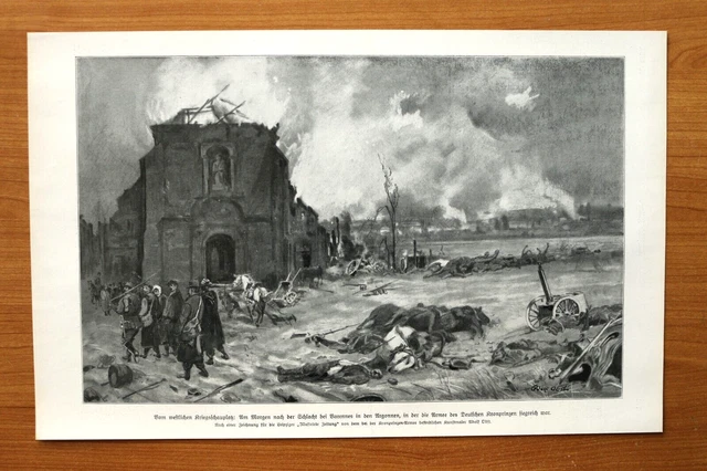 IZL14f) Nach Schlacht bei Varennes Argonnen 1914 Soldaten Tote Ruinen 1.WK 41x26