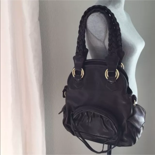 Treesje Dark Brown Leather Shoulder Bag