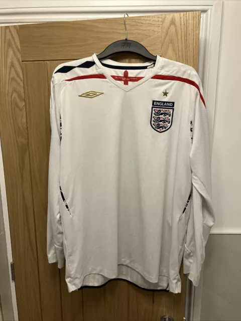 England National Team 2007-2009 Umbro White Home Football Shirt Men’s Xl