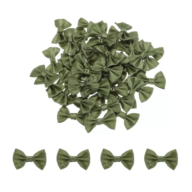 50 Stck. olivgrüne Fliege 1,5 Zoll x 1 Zoll Mini-Schleife zum Basteln kleine Satinschleife