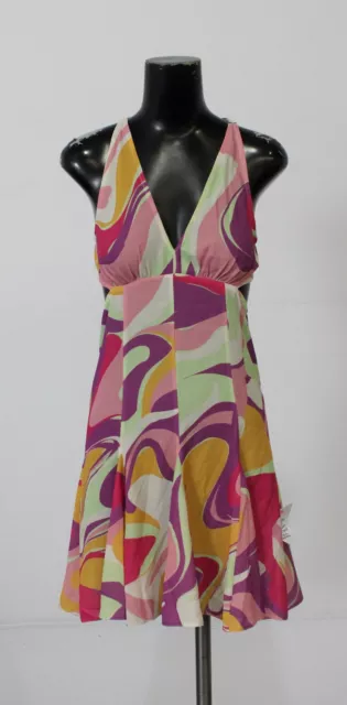 Asos Design Women's Tall Strappy Mini Godet Dress EJ2 Bright Swirl Size 4