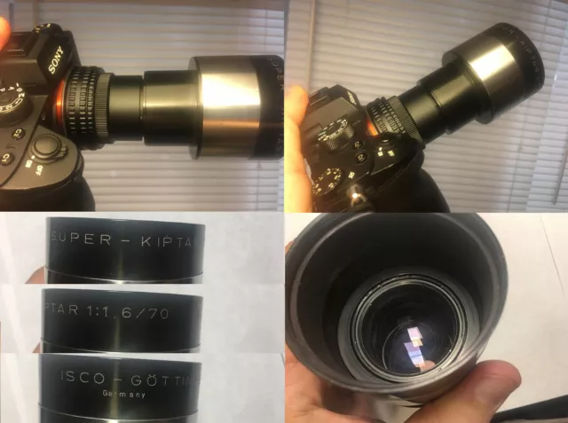 Lente de proyección Super Kiptar ISCO 70 mm f1,6 con adaptador helicoide para Sony E,FE