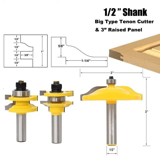 Shank Wood Router Bits Panel Cabinet Set Door Tenon For Wood Tools Woodworking