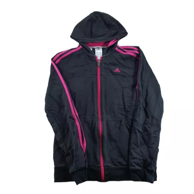 Felpa con cappuccio Adidas Track Jacket Bambini 13-14Y Nero Atletico Cerniera Piena Cotone All'aperto