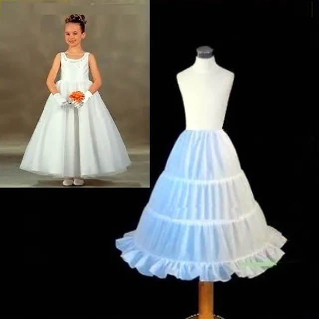 2-14 Y  Flower Girl 3-Hoop A-Line Crinoline Petticoat Underskirt Children Skirt