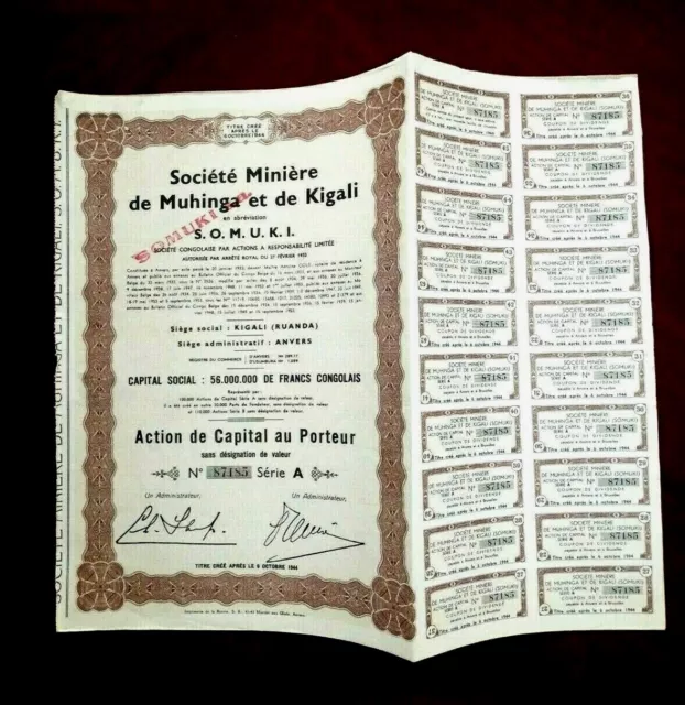 Société Minière de Muhinga et Kigali,Rwanda 1953,share
