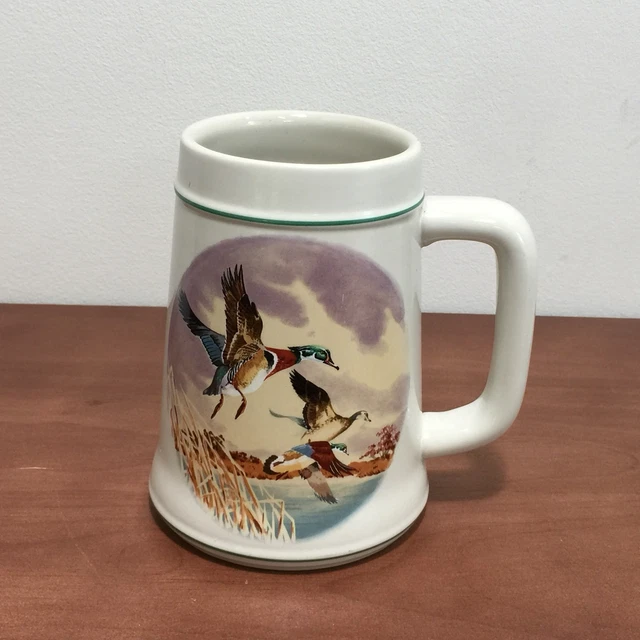 Mallard Ducks Flying Over Water Collectible Coffee Mug Beer Stein Man Cave 5.5”