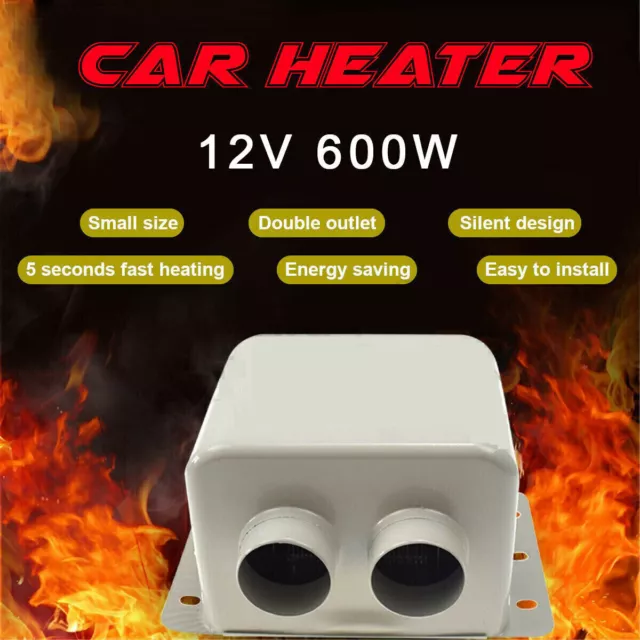 12V Car Auto Portable Electric Heater Heating Fan Defroster Demister 600W White