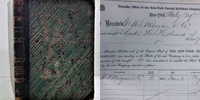 1860 antique MICHIGAN CENTRAL RAIL ROAD Co hugh BOOK certificates STOCK SHARES