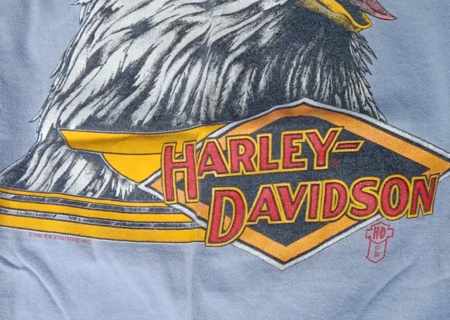 1980s Harley Davidson Auburn California, R K Stratman Eagle Tshirt, sz M, USA, 2