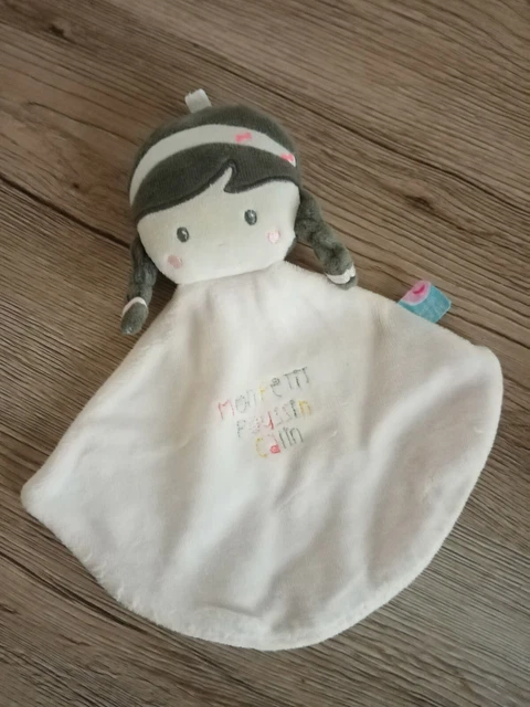 doudou plat fille nattes rose mon petit poussin câlin sucre d'orge