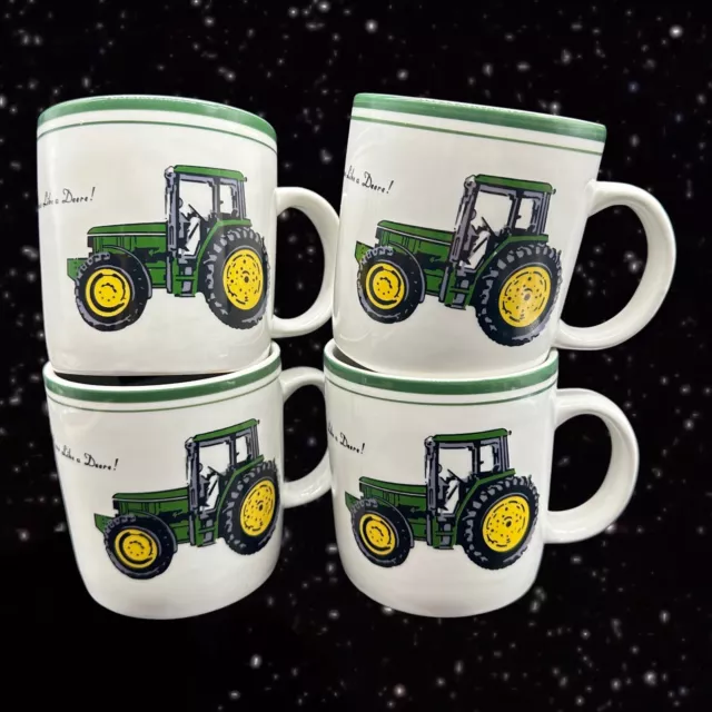 John Deere Gibson Coffee Mug Cup Set of 4 Ceramic Nothing Runs Like A Deere 3.5”