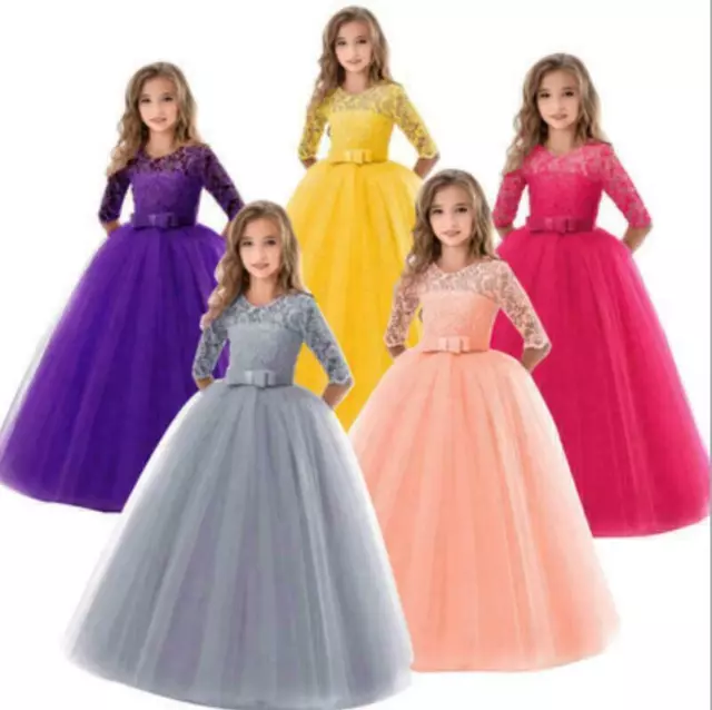 Kinder Blumenmädchen Blumen Mädchen Kleid Prinzessin Leis Kleid Party Hochzeit 3