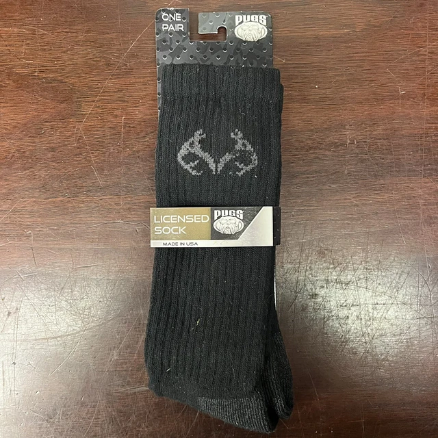 Pugs Antlers Socks Outdoor New One Size Hunting Black Realtree Camoflage