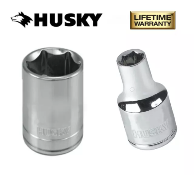 New Husky Socket  1/2" Drive,  6 Point,  Shallow/Standard SAE or MM Any Size