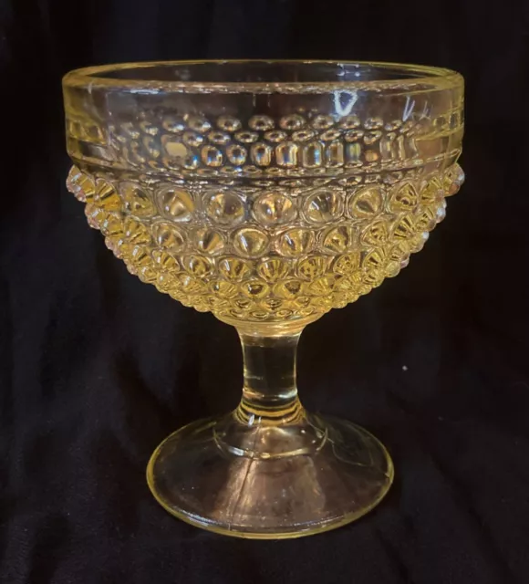 Vintage L.E. Smith Hobnail Yellow Goblet