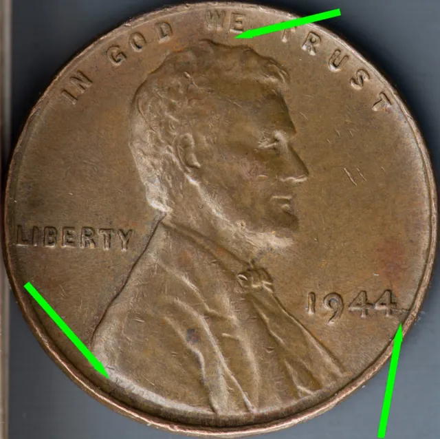 1944 Lincoln Wheat Cent w/ MULTIPLE Die Cracks Error Penny