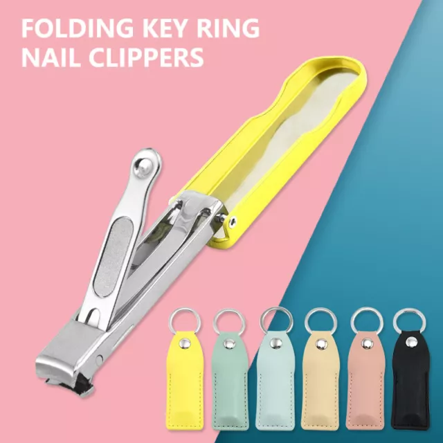 Stainless Steel Ultra-Thin Foldable Hand Toe Nail Clippers Cutter With Key Ring