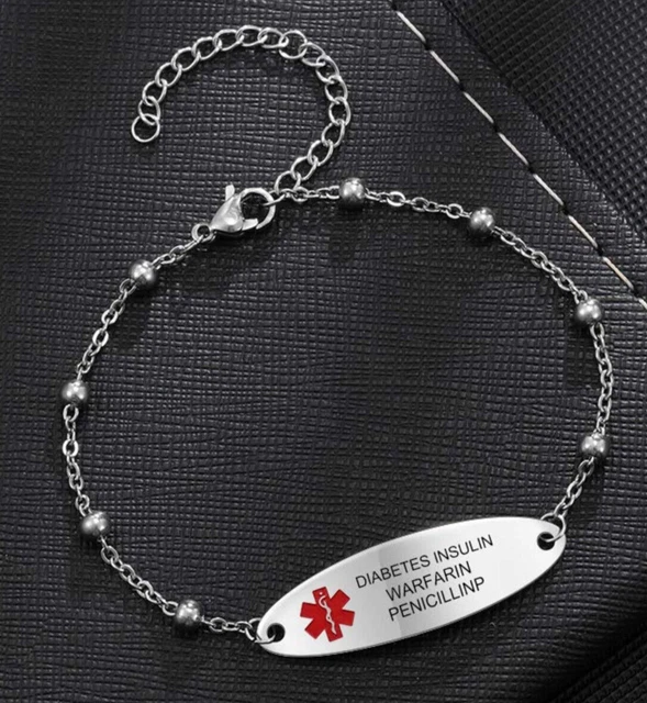 Custom Medical Alert Bracelet Women Men Medical ID Autism Diabetic Alzheimer USA