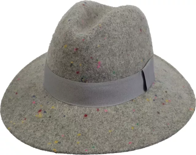 Felt women men floppy Fedora wool hat fall winter Grey