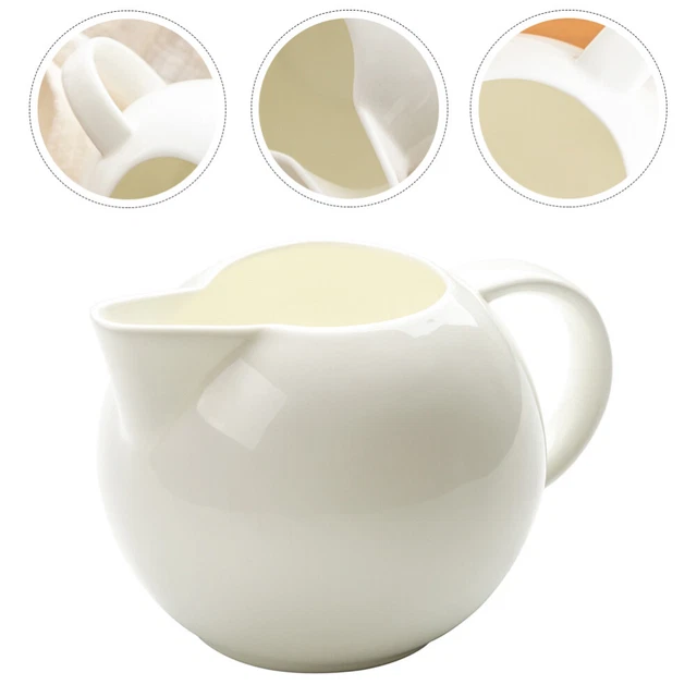 BESTonZON Mini Brocca Per Latte In Ceramica – Salsiera In Porcellana Con Manico E Beccuccio, Contenitore Per Salsa, Caffè E Sciroppo, Stile Nordico, 9.5x5cm