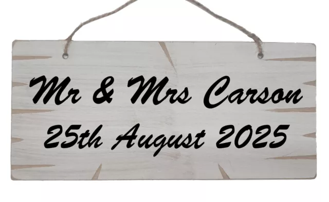 RUSTIC PERSONALISED Wedding Mr and Mrs Sign. Printed Wooden Sign Shabby White