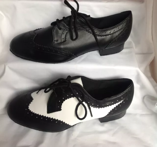 Mens White/Black or  Black Jive, Ballroom, Salsa Dance Shoes  -  7-12