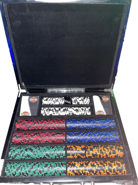 Vintage Harley-Davidson® Professional Leather Poker Set, 500 Poker Chips & Cards