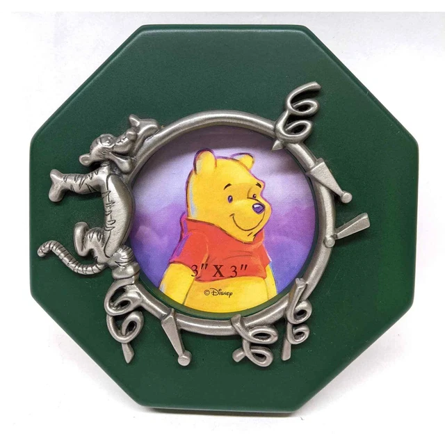 Walt Disney World Winnie the Pooh Tigger Photo Frame Pewter Green Vintage