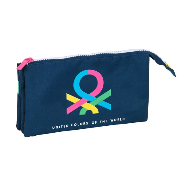 Dreifaches Mehrzweck-Etui Benetton Corazones Bunt Marineblau 22 x 12 x 3 cm