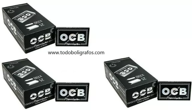 7500 Cartine Corte Doppie Ocb Nero Black 3 Box Da 25 Libretti Di 100 Cartine