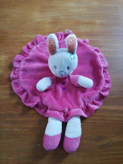 Doudou Nicotoy Simba Toys Plat Lapin Rose Blanc Rond Robe Cœur Coeur Violet...