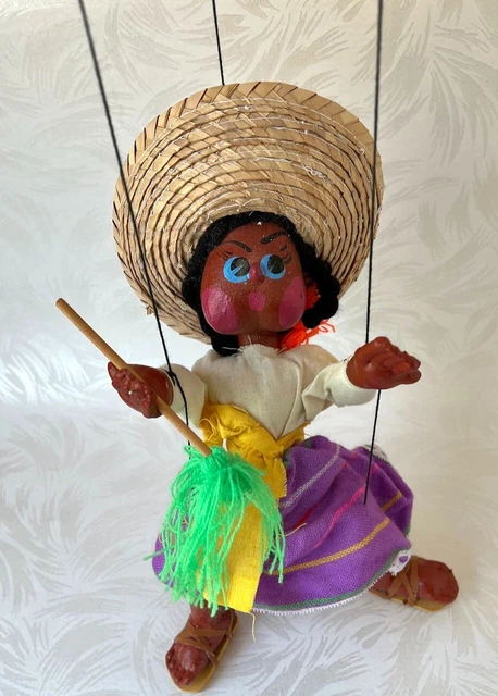 Vintage Fabric Latin American Marionette Doll Puppet