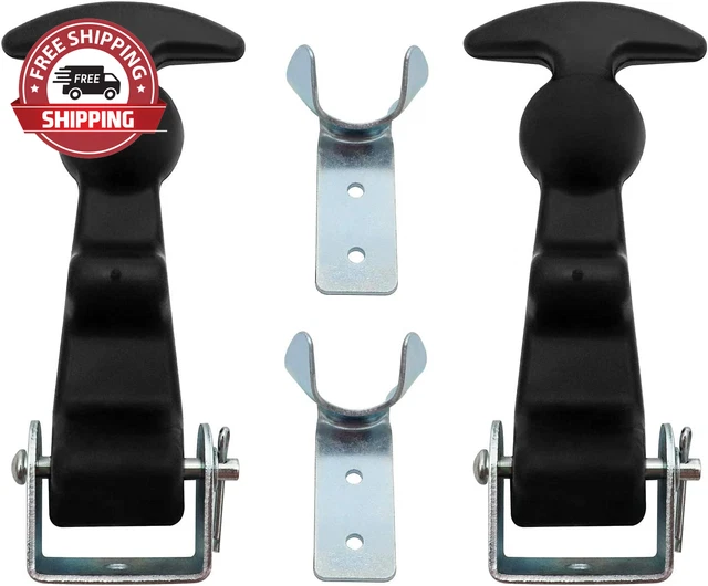 2Packs 4.7 Inch T-Handle Draw Latches with Brackets, Rubber Flexible Hood Catch