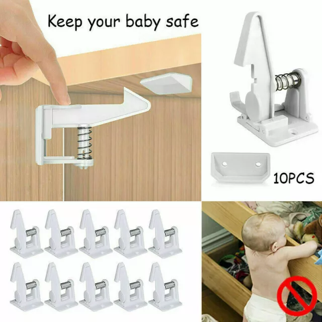 10 Pieces Baby Drawer Cabinet Lock Child Safety Lock Protector Kitchen Cabinet D