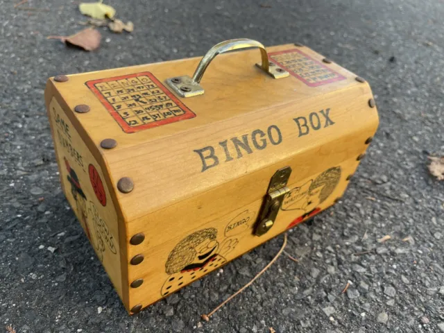 Super FUN Vintage Original Folk Art Decorated Bingo Box