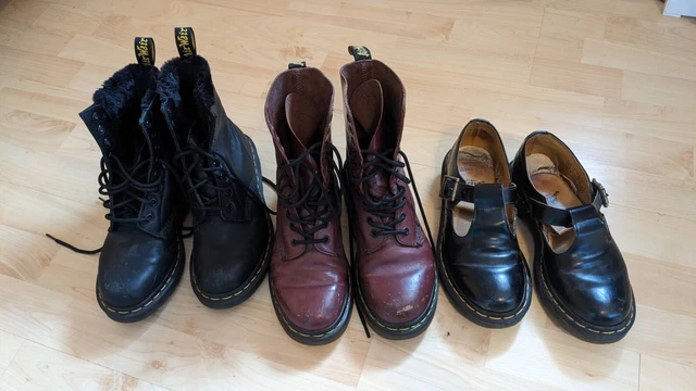 LOT OF 3 PAIRS Doc Marten's Women's Boots & Shoes - Fur Lined, Maroon, Mary Jane