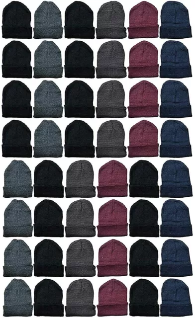 60 Pack of Wholesale Beanies Or Gloves, Bulk Thermal Winter Hat (Assorted)