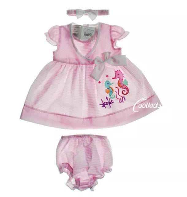 Robe hippocampe d'été bébé filles bandeau et pantalon, espagnol 9-12 - 18 - 23 mois