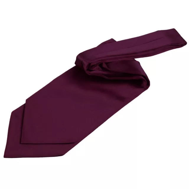 Plum Mens Self-Tie Cravat Satin Plain Solid Casual Formal Wedding by DQT