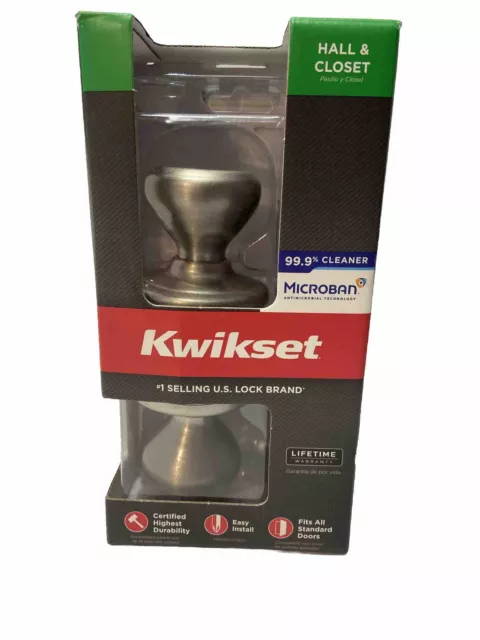 ✅  Kwikset Cameron Hall & Closet Interior Door Knob Satin Nickel 97200-794