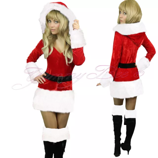 Mrs Claus Outfit Santa Costume Women Mother Christmas Dress Plus Size 8-20 Xmas